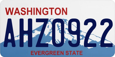 WA license plate AHZ0922