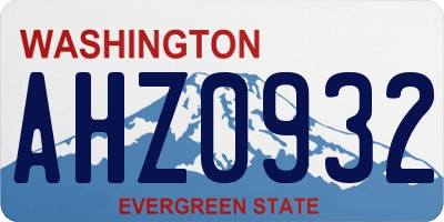 WA license plate AHZ0932