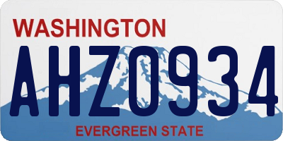 WA license plate AHZ0934
