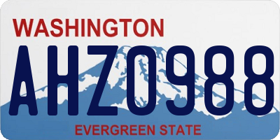 WA license plate AHZ0988