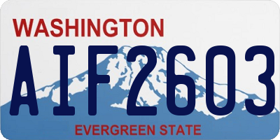 WA license plate AIF2603