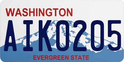 WA license plate AIK0205