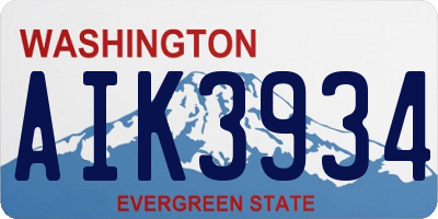 WA license plate AIK3934