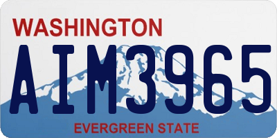 WA license plate AIM3965