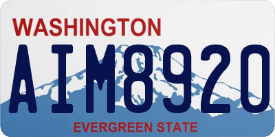 WA license plate AIM8920