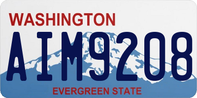 WA license plate AIM9208