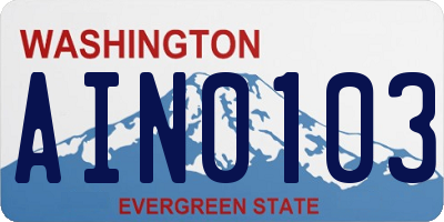WA license plate AIN0103