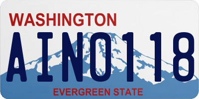 WA license plate AIN0118
