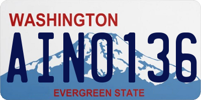WA license plate AIN0136
