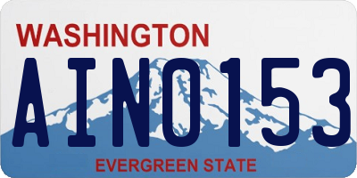 WA license plate AIN0153