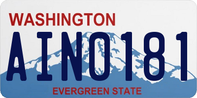 WA license plate AIN0181