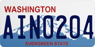 WA license plate AIN0204