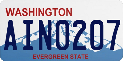 WA license plate AIN0207