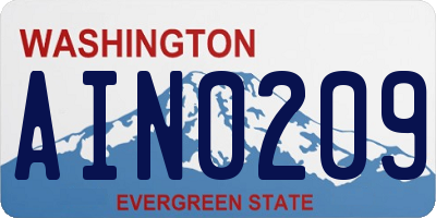 WA license plate AIN0209