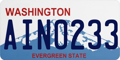 WA license plate AIN0233