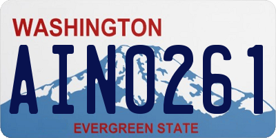 WA license plate AIN0261