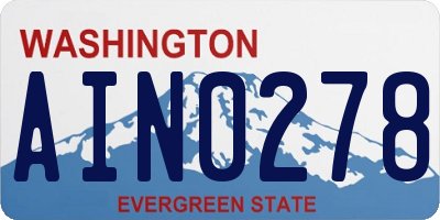 WA license plate AIN0278