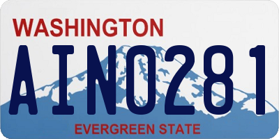 WA license plate AIN0281