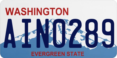 WA license plate AIN0289