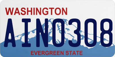WA license plate AIN0308
