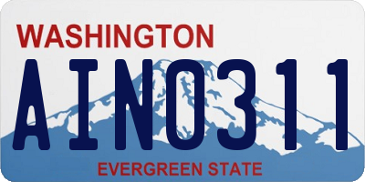 WA license plate AIN0311