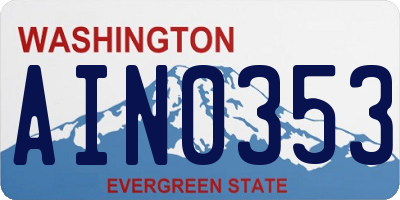 WA license plate AIN0353
