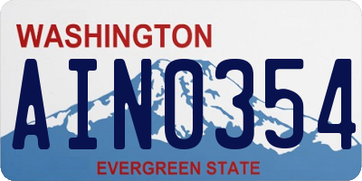 WA license plate AIN0354