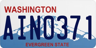WA license plate AIN0371