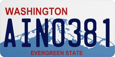 WA license plate AIN0381