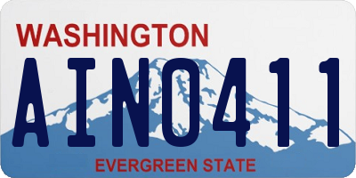 WA license plate AIN0411