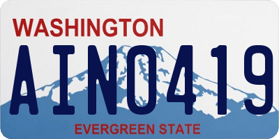 WA license plate AIN0419