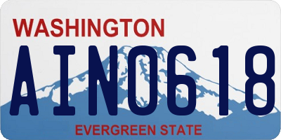 WA license plate AIN0618