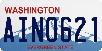 WA license plate AIN0621