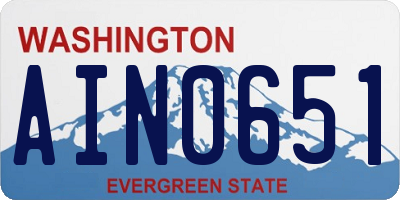WA license plate AIN0651