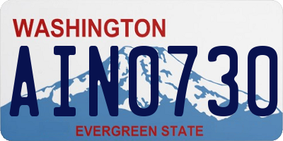 WA license plate AIN0730