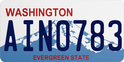 WA license plate AIN0783