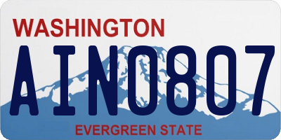 WA license plate AIN0807