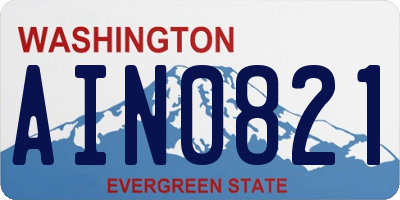 WA license plate AIN0821
