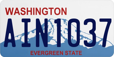 WA license plate AIN1037