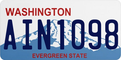 WA license plate AIN1098