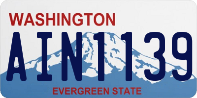 WA license plate AIN1139