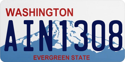 WA license plate AIN1308