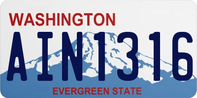 WA license plate AIN1316