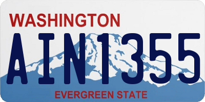WA license plate AIN1355