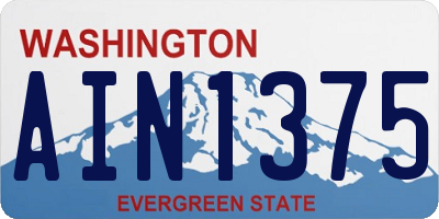 WA license plate AIN1375