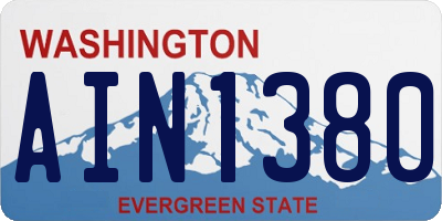 WA license plate AIN1380