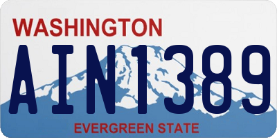 WA license plate AIN1389