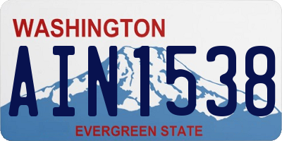WA license plate AIN1538