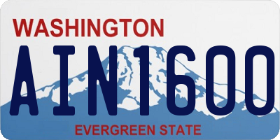 WA license plate AIN1600