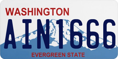 WA license plate AIN1666